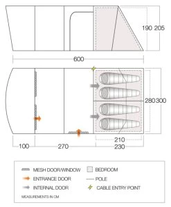 Vango Aether Poled 450XL Tent (2022) -Camping Products Store aether 450xl floorplan low