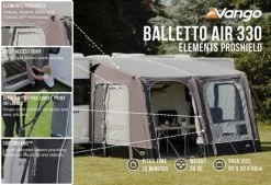 Vango Airbeam Vango Balletto Air 330 Elements ProShield Caravan Awning (2023) -Camping Products Store balletto air 330 lf1
