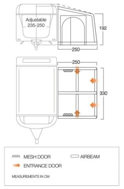 Vango Airbeam Vango Balletto Air 330 Elements ProShield Caravan Awning (2023) -Camping Products Store balletto 330 floorplan
