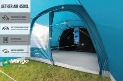Vango Airbeam Vango Aether Air 450XL Tent (2022) -Camping Products Store earth collection airbeam infographics call outs5