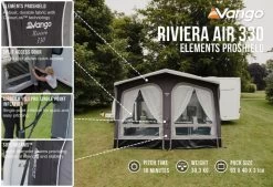 Vango Airbeam Vango Riviera Air 330 Elements ProShield Caravan Awning (2023) -Camping Products Store riviera air 330 eps
