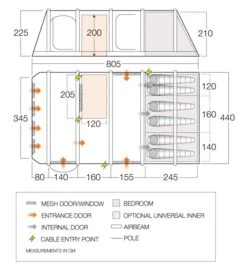 Vango Airbeam Vango Anantara IV TC 650xl Air Tent (2023) -Camping Products Store vango 2021 airbeam si pro floorplan anantara iii air tc 650xl 1