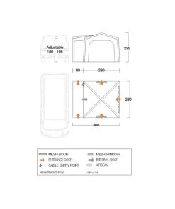 Vango Airbeam Vango Agora Air VW Awning (Moroccan Blue) -Camping Products Store vango 2021 awnings floorplan agora vw